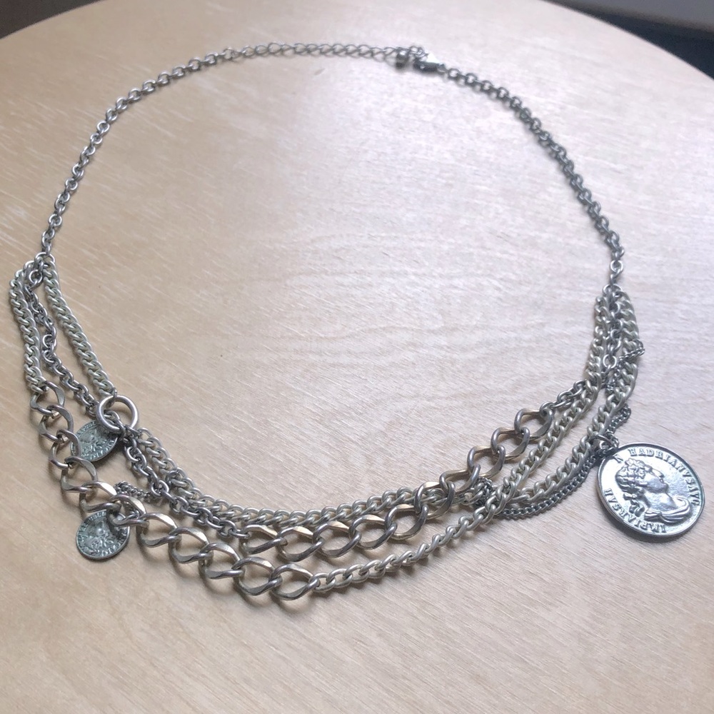 Layered Coin Necklace, Adjustable to Choker